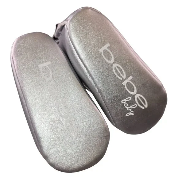 New Bebe Baby Girl Silver Shoes Size 4 (9-12 M) - Picture 5 of 5